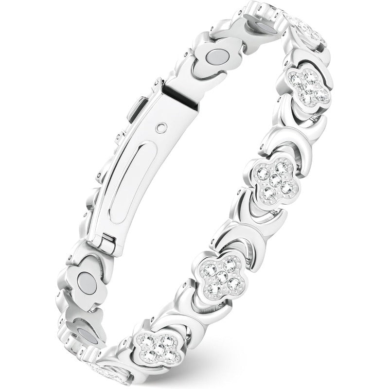 GlamClover Infinity Clover Copper Magnetic Bracelet with Adjuster