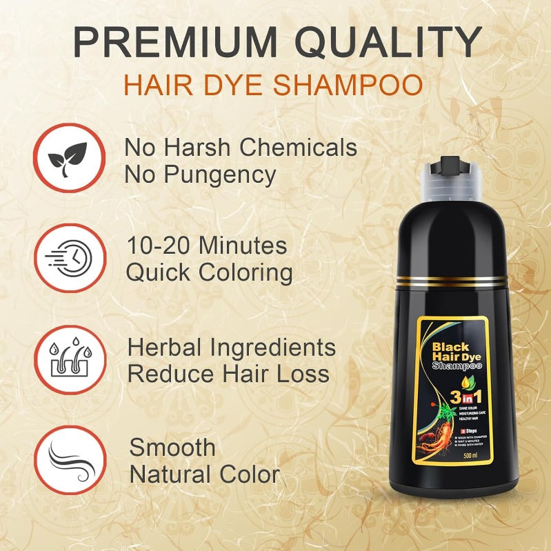 3-in-1 Instant Black Hair-Dye Shampoo