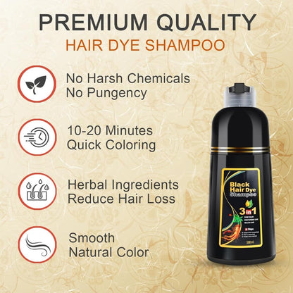 3-in-1 Instant Black Hair-Dye Shampoo