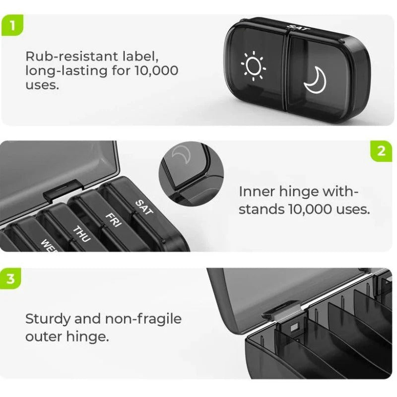 AM PM Weekly Pill Organizer – Travel-Friendly, Large Capacity & BPA-Free