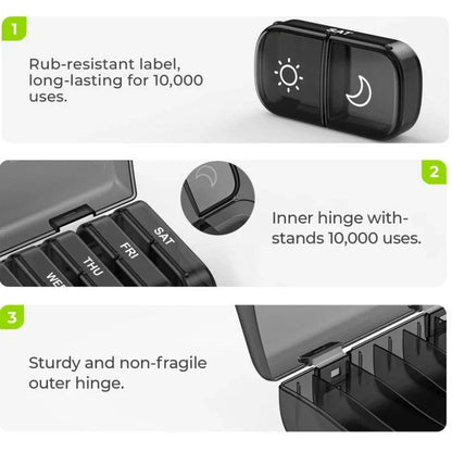 AM PM Weekly Pill Organizer – Travel-Friendly, Large Capacity & BPA-Free