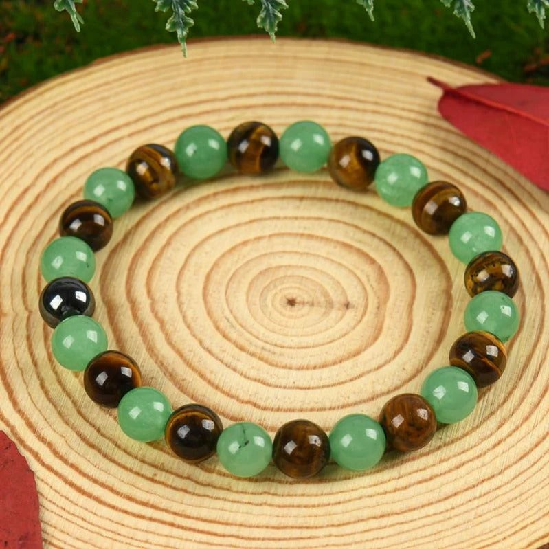 Wealth Guardian Crystal Bracelet – Aventurine & Tiger-Eye