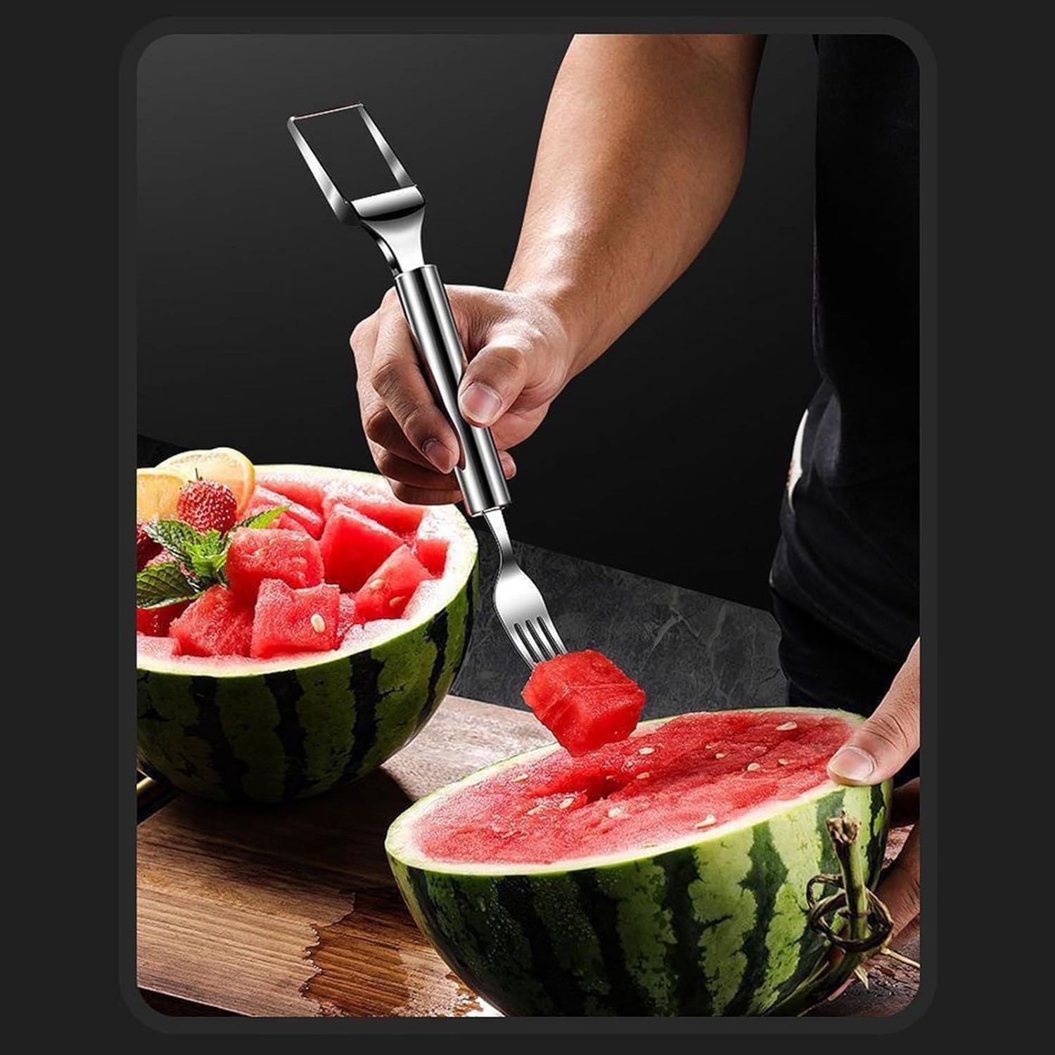 Woyuosn 2-in-1 Stainless Steel Watermelon Fork Slicer