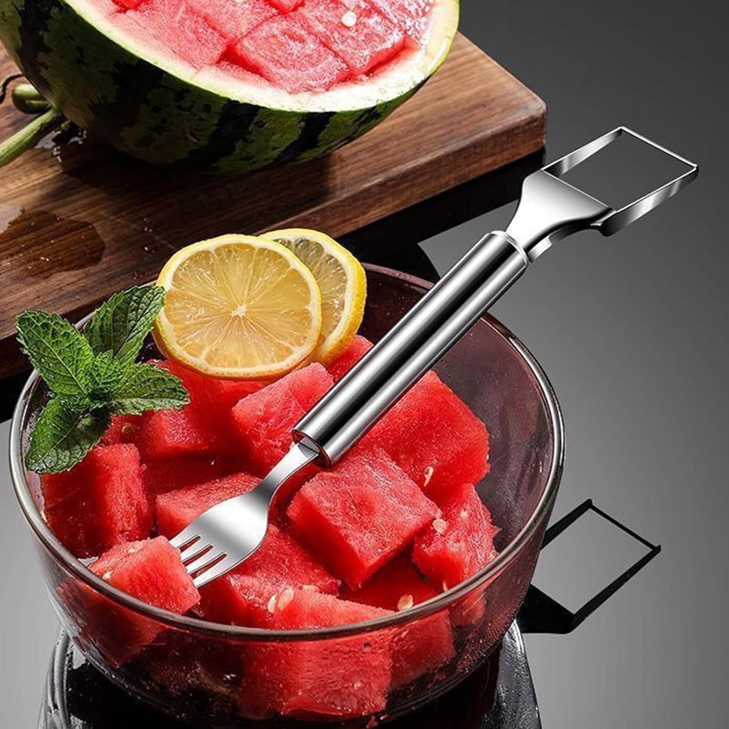 Woyuosn 2-in-1 Stainless Steel Watermelon Fork Slicer