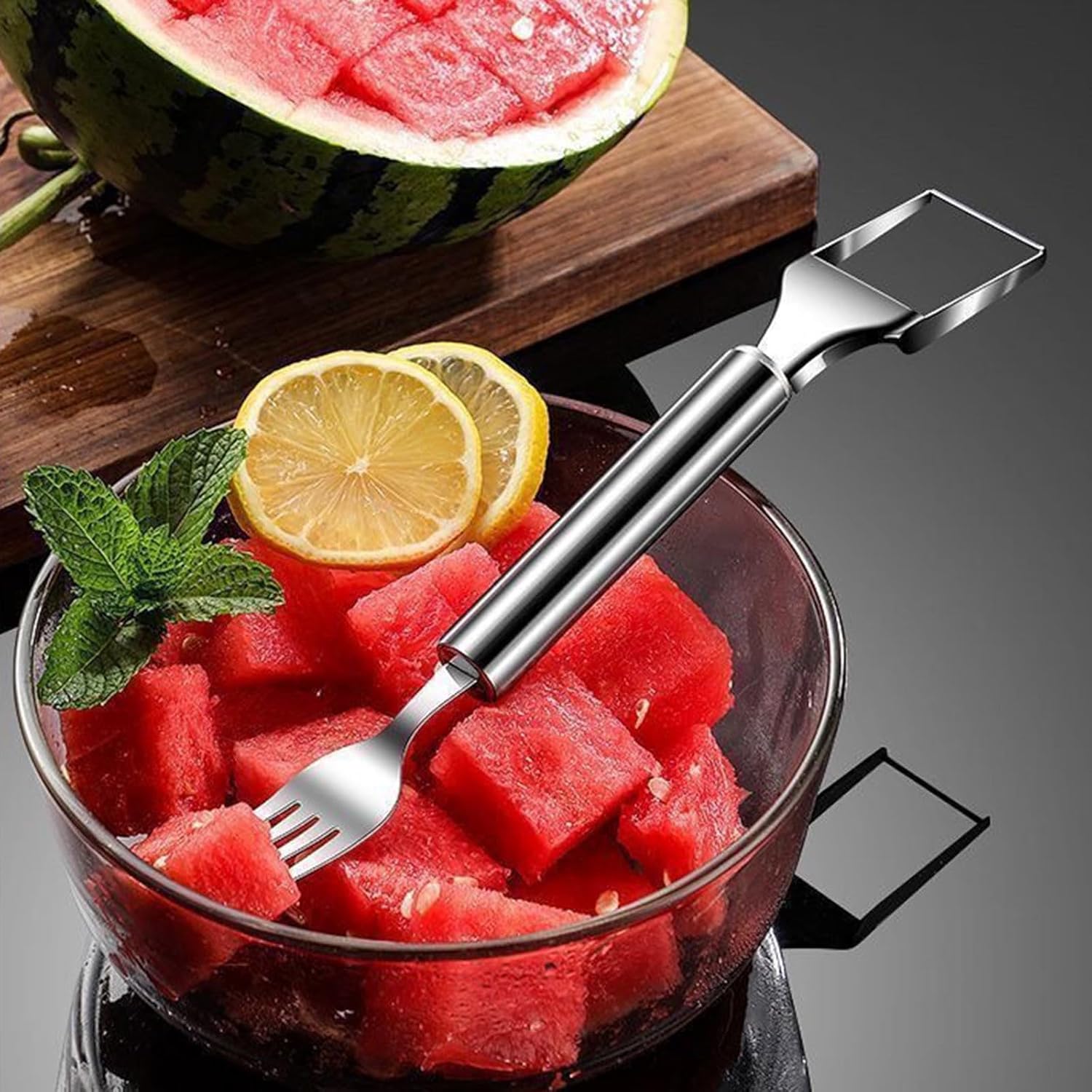 Woyuosn 2-in-1 Stainless Steel Watermelon Fork Slicer