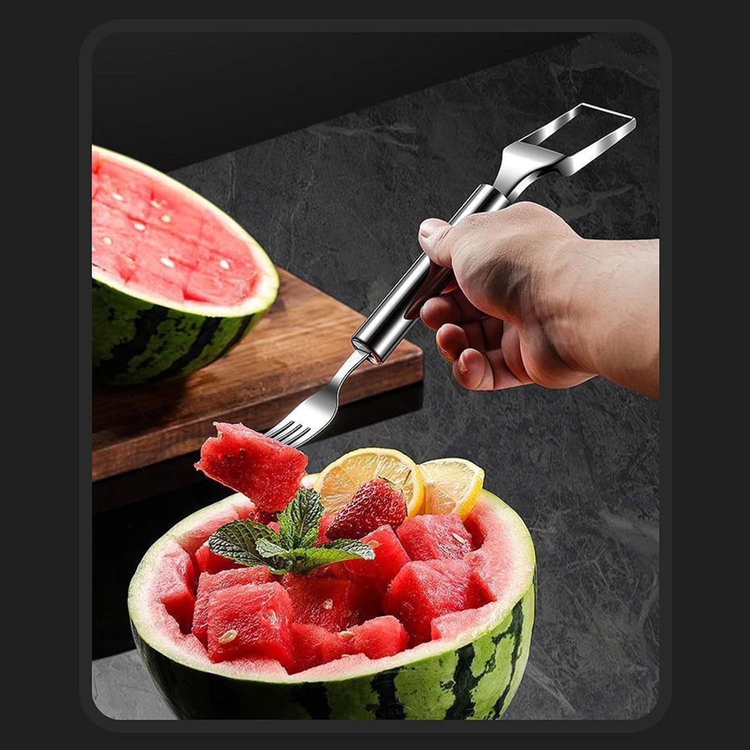 Woyuosn 2-in-1 Stainless Steel Watermelon Fork Slicer