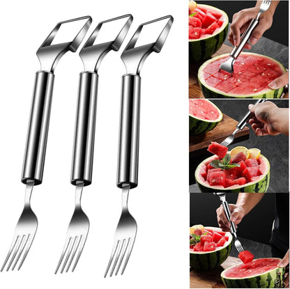 Woyuosn 2-in-1 Stainless Steel Watermelon Fork Slicer
