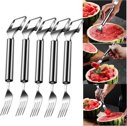 Woyuosn 2-in-1 Stainless Steel Watermelon Fork Slicer