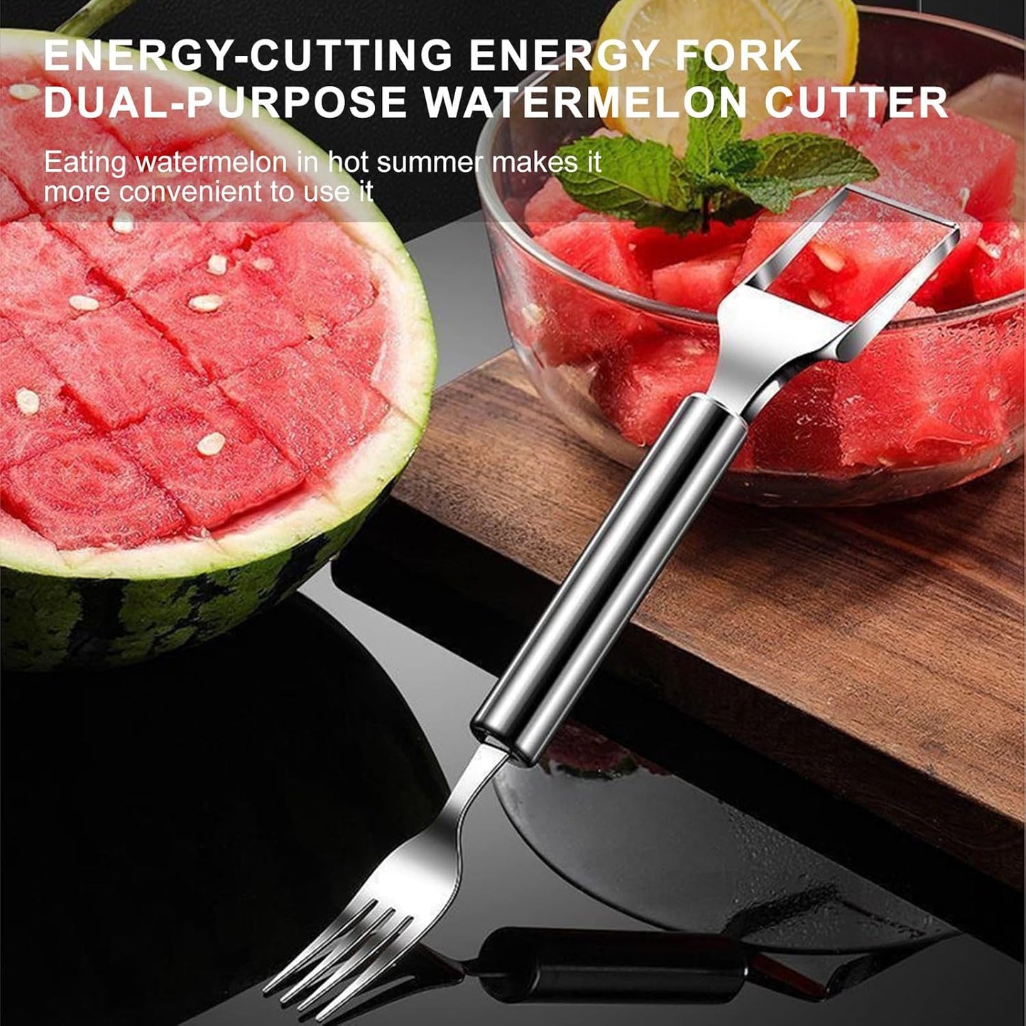 Woyuosn 2-in-1 Stainless Steel Watermelon Fork Slicer