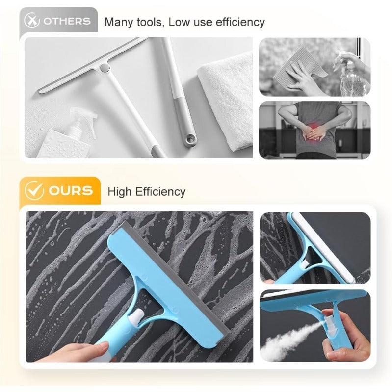 BrightSwipe 3 in 1 Window Squeegee Cleaner with Spray Bottle