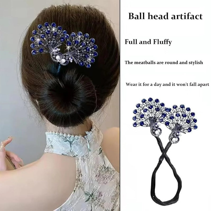 Crystal Leaf Hair Clip｜Vintage-Inspired Rhinestone Ponytail Holder