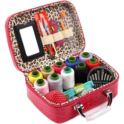 CraftVault Portable Sewing Kit in Faux Leather Case