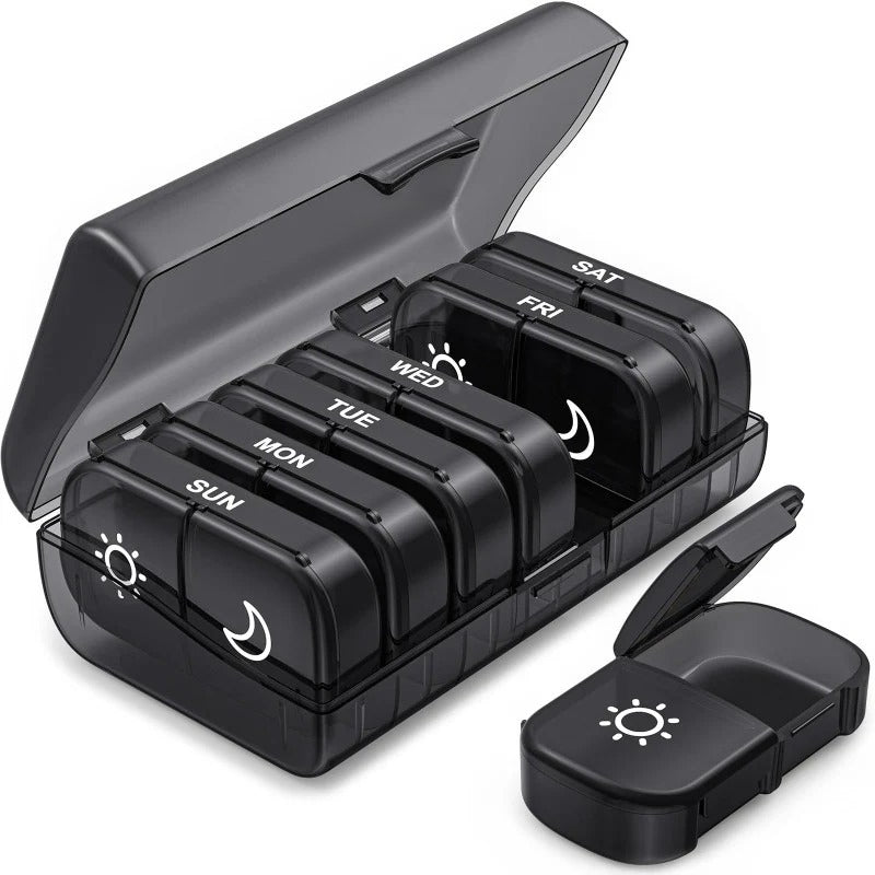 AM PM Weekly Pill Organizer – Travel-Friendly, Large Capacity & BPA-Free