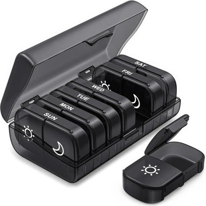 AM PM Weekly Pill Organizer – Travel-Friendly, Large Capacity & BPA-Free