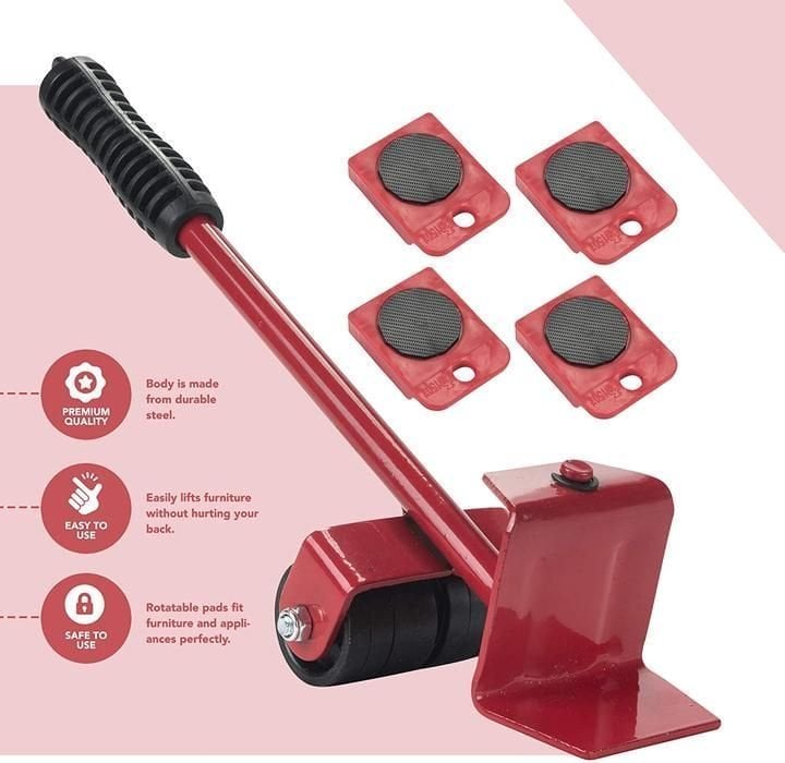 Moving Tools Set with Adjustable Height 360° Rotating Wheels