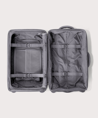 Top down of Seattle carry-on rolling luggage 23.5” in light grey