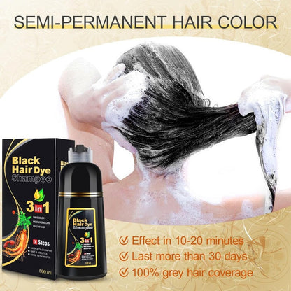 3-in-1 Instant Black Hair-Dye Shampoo